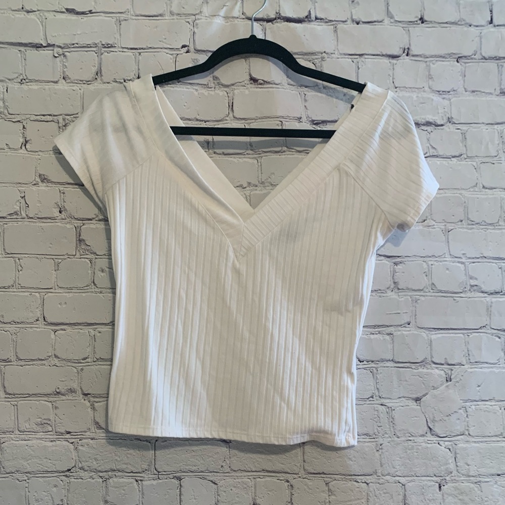 Forever21 Deep V White Top